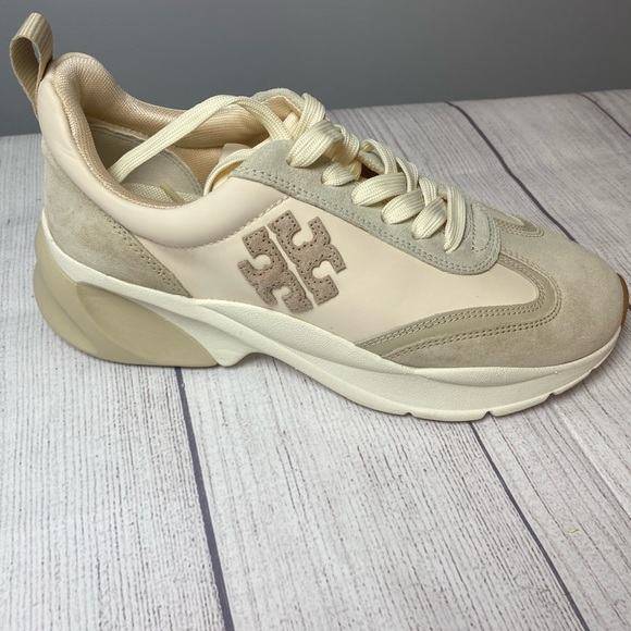 Tory Burch Good Luck Trainer Women’s 8 NIB Pearl/Dulce/Biscotti 83833 Shoes - Picture 1 of 10
